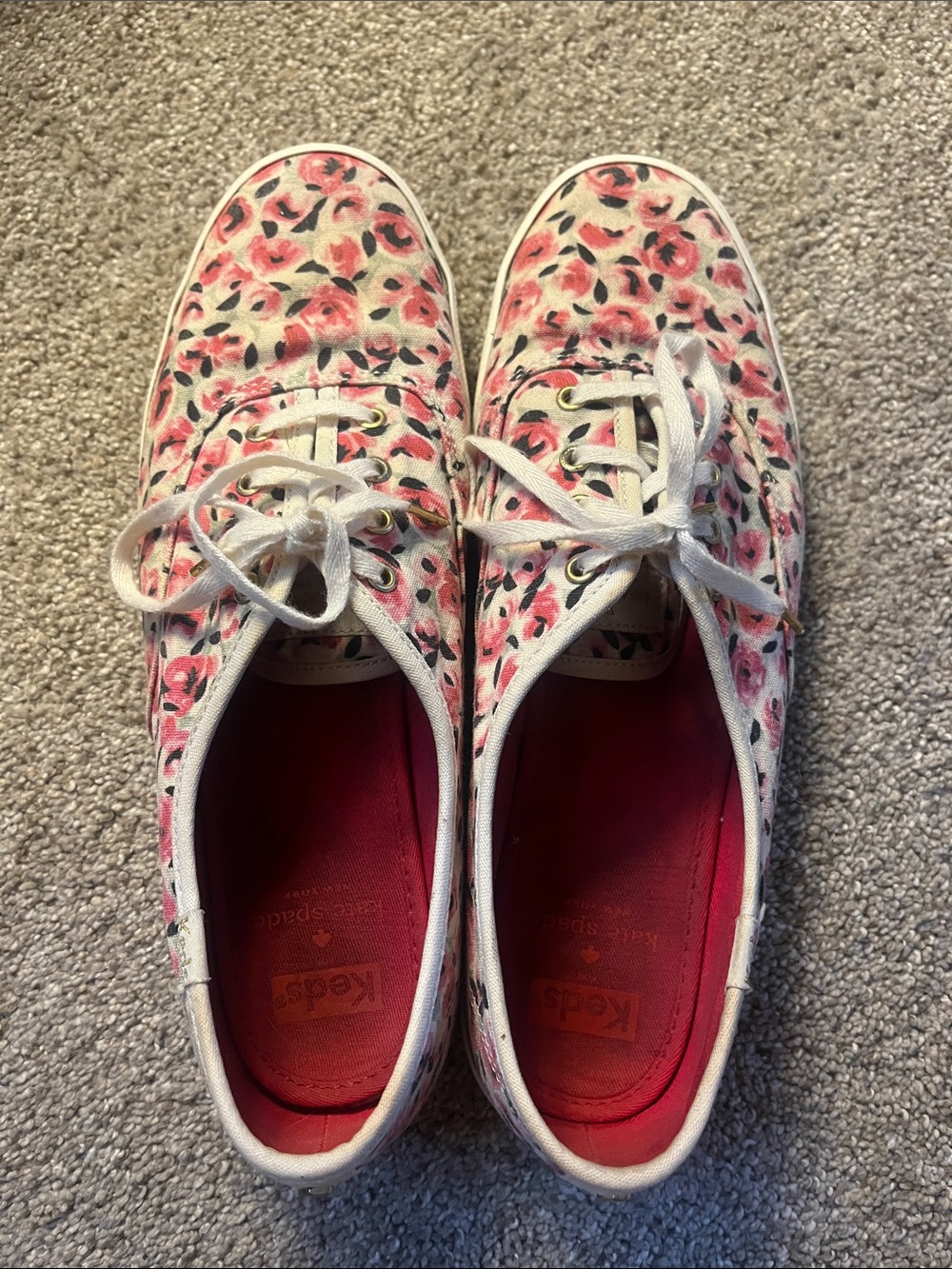 🌸🌸🌸kate spade X Keds sz9.5 Pink Roses Fair but Clean.